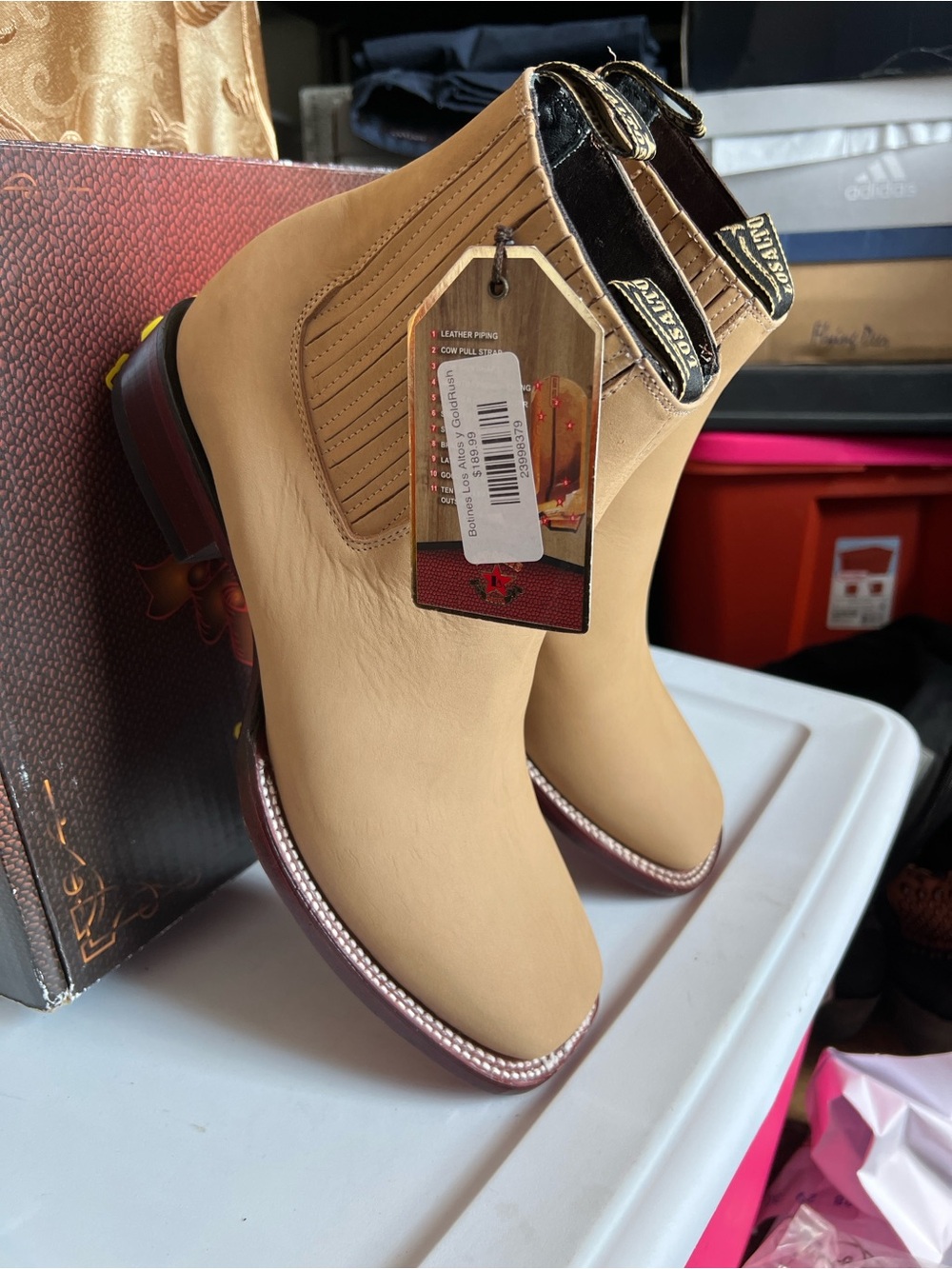 Los Altos GoldRush Men's Suede Leather Western Ankle Boots Size Mex 29(10-10.5)